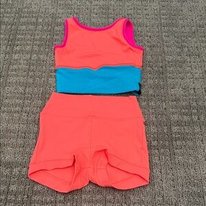 Vibrant Pink and Blue Athletic Set reversible dance wear (kids)
